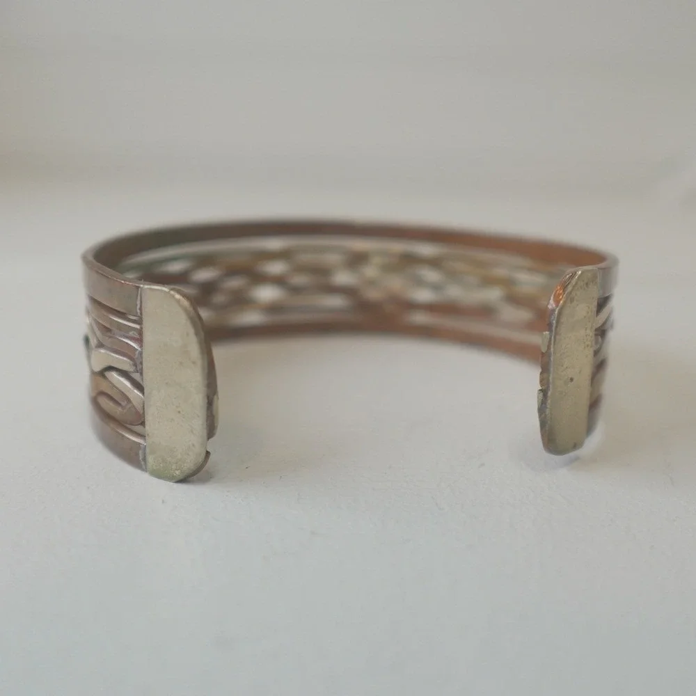 Vintage Multi-Strand Mixed-Metal Copper Cuff Bracelet Layered Wave Wire Unisex